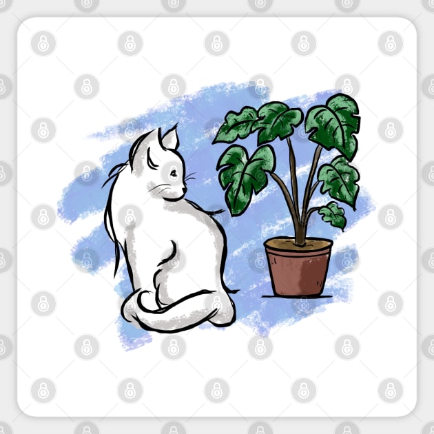 Cat & Plant Sticker by lgood663